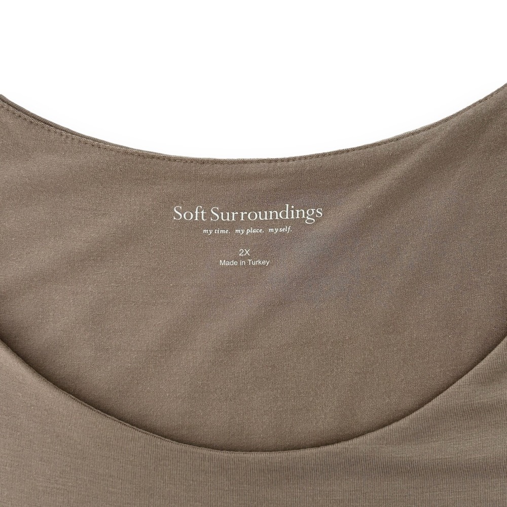 Soft Surroundings Women's 2X Beige Layered Rayon Sleeveless Tunic Tank Top - Picture 8 of 10